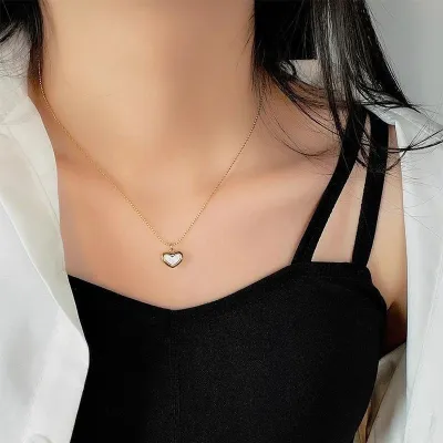 Gold-plated Peach Heart Necklace
